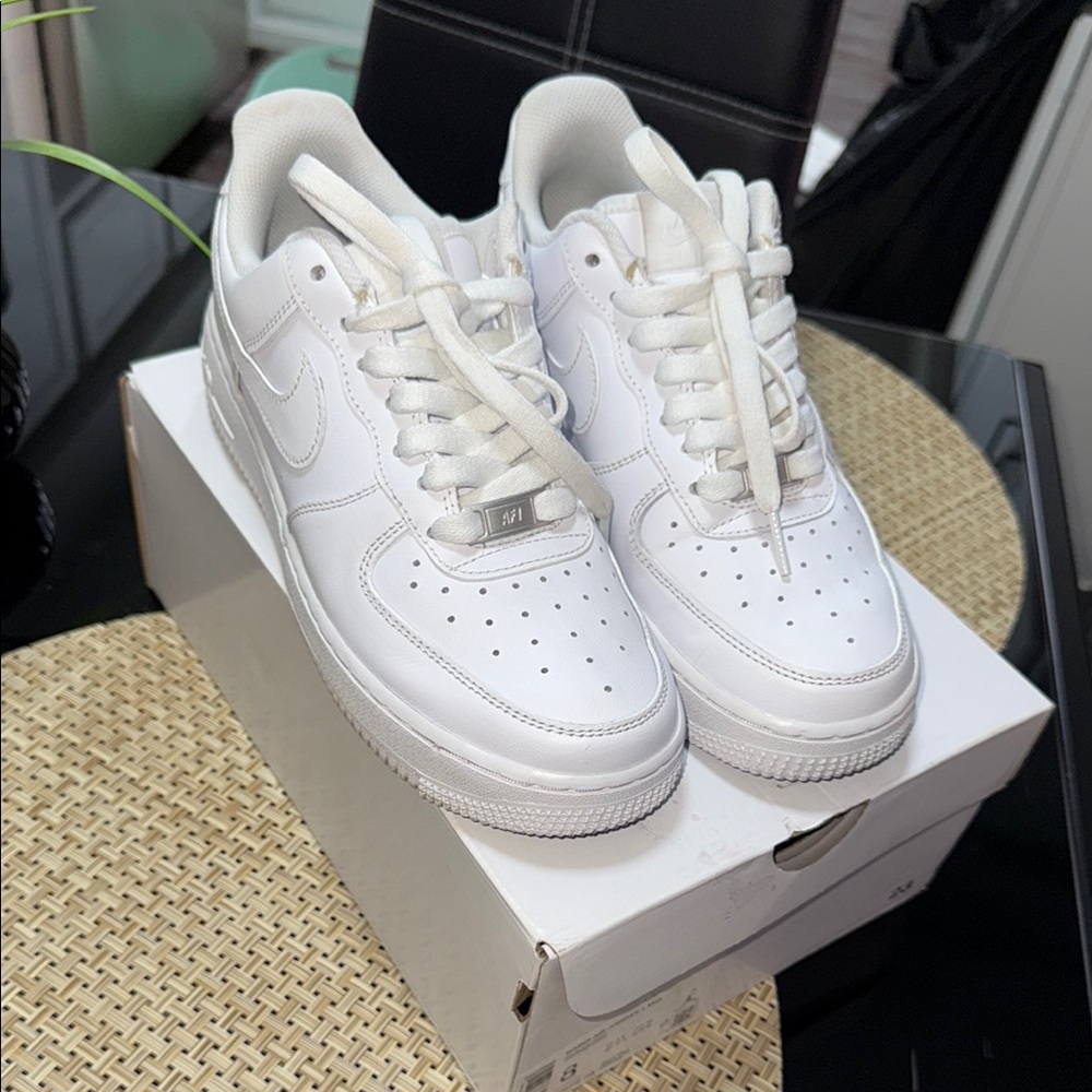 Nike Air Force 1 White Leather Sneakers